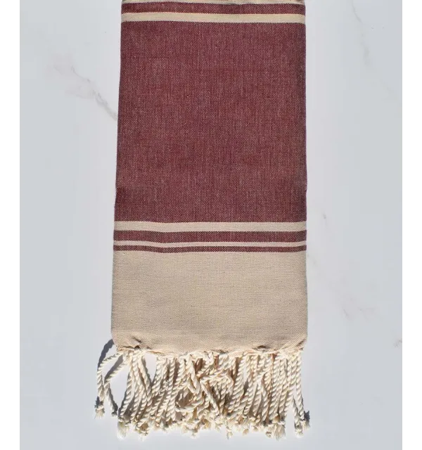 beach towel  RAF-RAF red burgundy and beige 