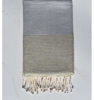 Beach towel lurex dark mouse gray with golden lurex thread