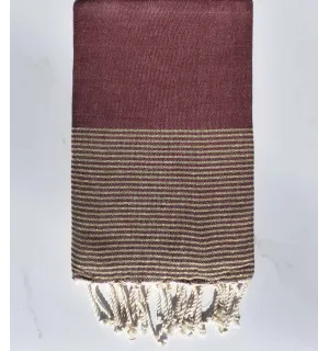 beach towel lurex flat Red Bordeaux with golden lurex thread 