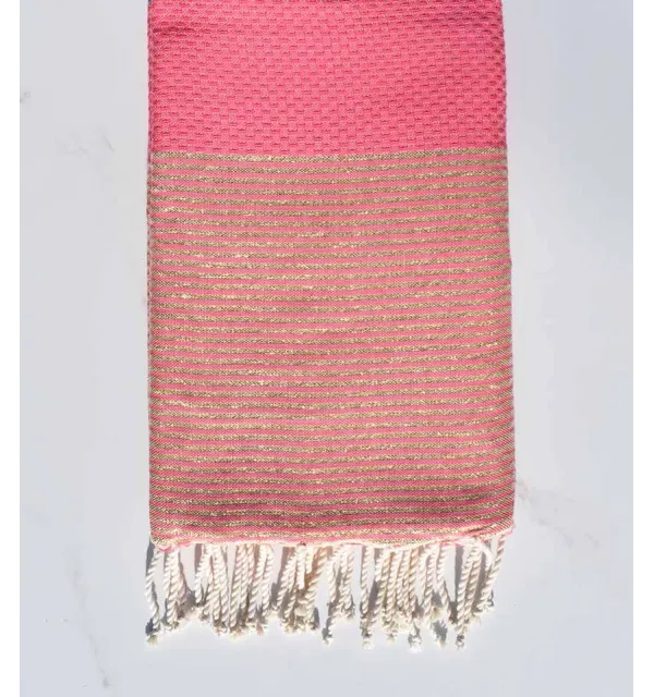 Beach towel lurex Honeycomb dark pink 