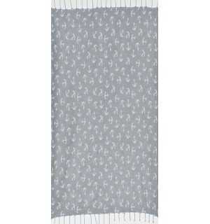 Beach towel Jacquard anchor Grey and smoked blue 