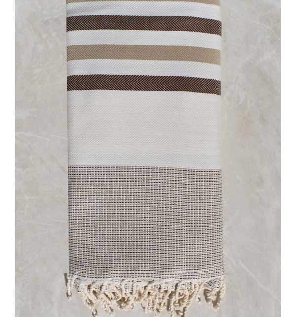 Thrown  ecru white, brown and beige 