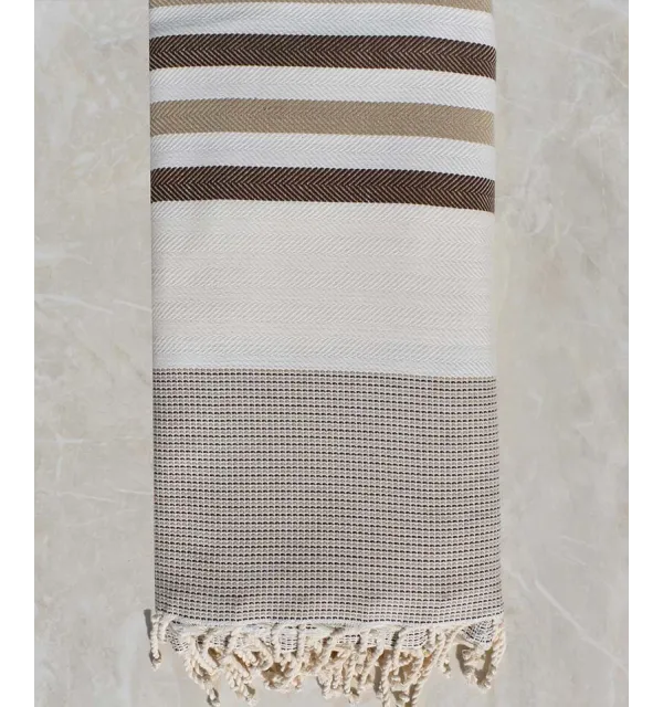 Thrown  ecru white, brown and beige 