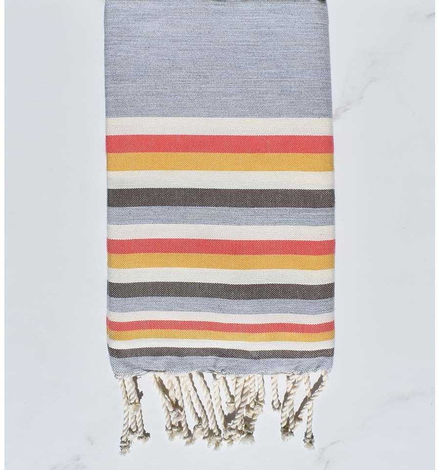 grey and white beach towels
