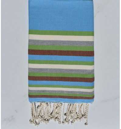 Beach towel flat light blue, green, White, Grey and Brown
