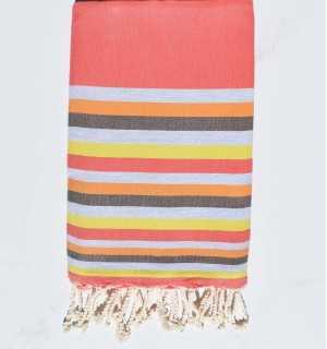 Beach towel Flat nacarat clear, gray, flesh, Brown and yellow 