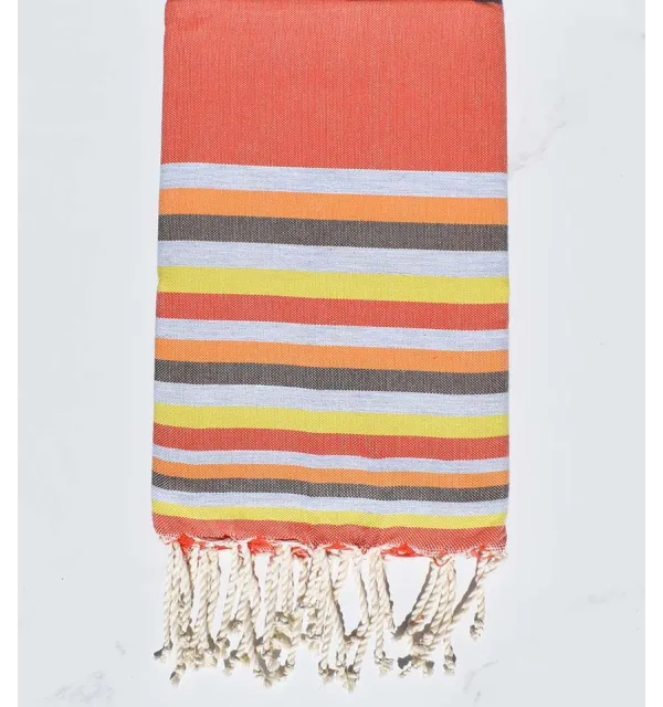 Beach towel Flat orange, gray, flesh, brown and yellow 