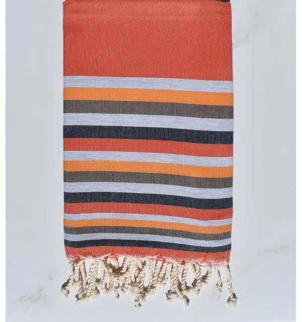 Beach towel Flat orange, gray, flesh, brown and blue 
