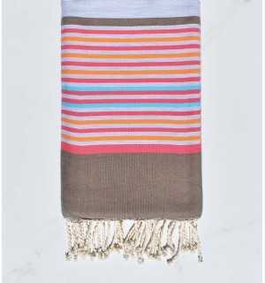 Beach towel flat gray, bisque, pink, orange and blue 