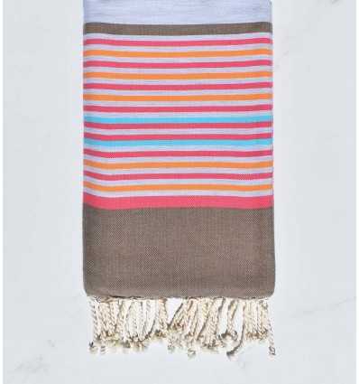 Beach towel flat gray, bisque, pink, orange and blue