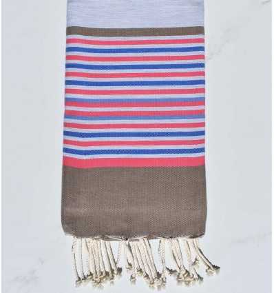 Beach towel flat gray, bisque, pink, blue and azure