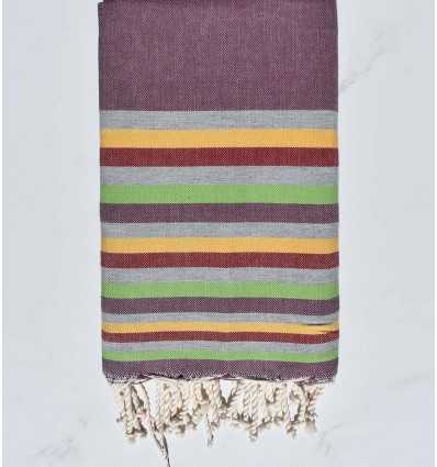 Beach towel flat Mauve, gray, yellow,red and light green