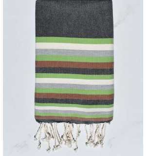 Beach towel flat slate gray, green , White, light gray and brown 