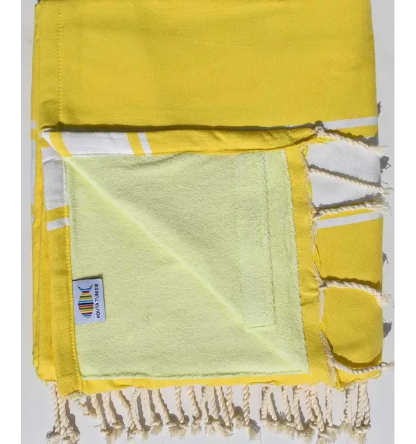 beach towel doubled spongeblue, yellow cobalt and yellow lime 