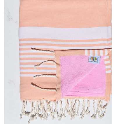 Beach towel doubled arthur sponge peach and pink