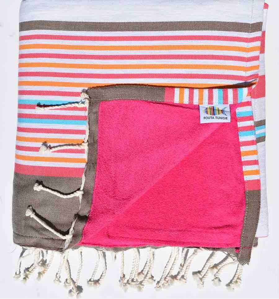 beach towel doubled sponge fuchsia, pink, corundum beige, Grey, orange, blue 
