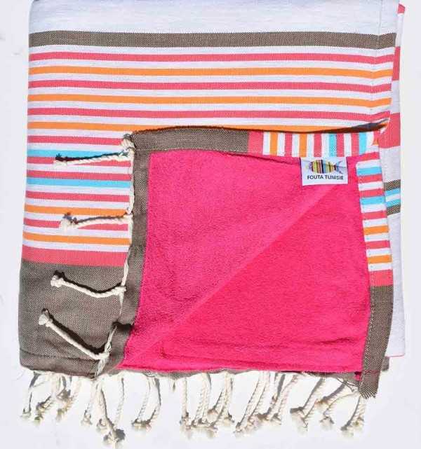 beach towel doubled sponge fuchsia, pink, corundum beige, Grey, orange, blue 