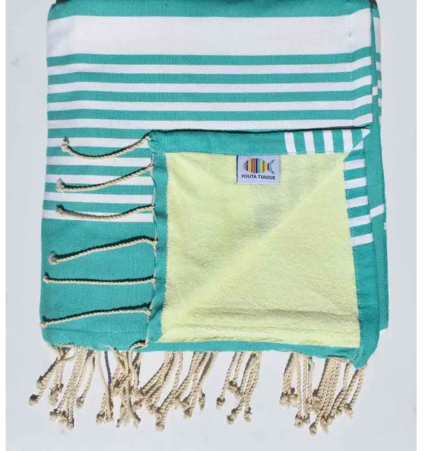 beach towel doubled sponge vert menthe ,vert lime 