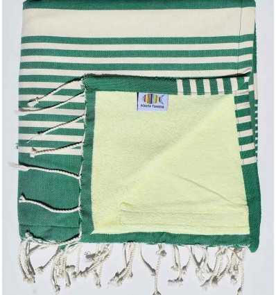 beach towel doubled sponge dark green, lime green