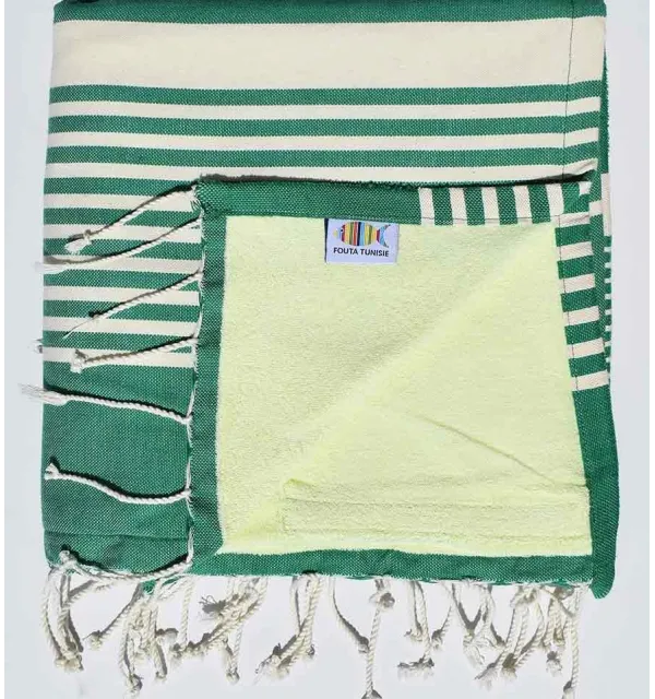 beach towel doubled sponge dark green, lime green 