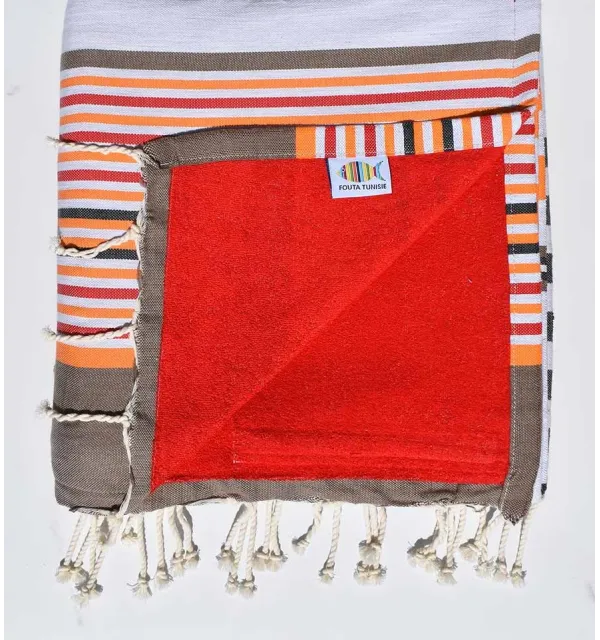 beach towel doubled sponge 5c, red, corundum beige, orange, black 