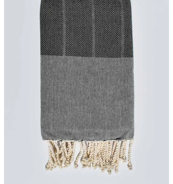 Beach towel chevron black and slate gray 