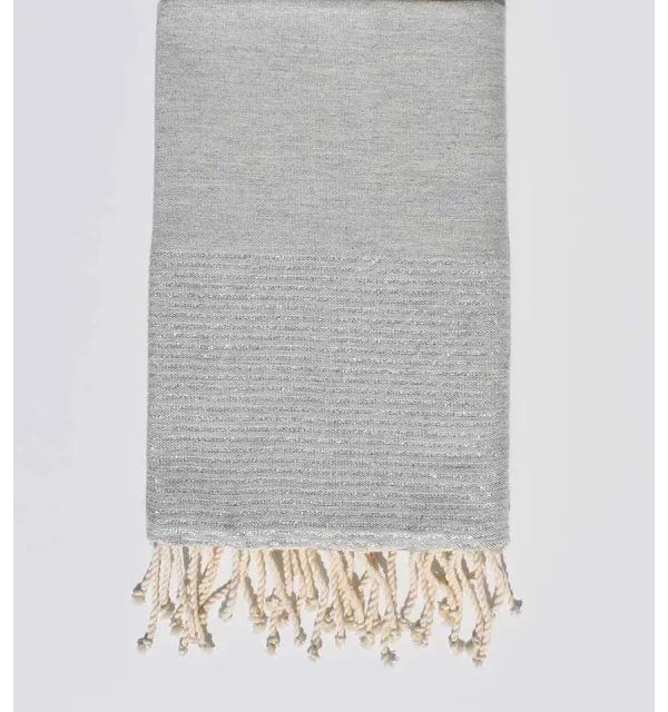 Beach towel lurex light grey with silver lurex thread 