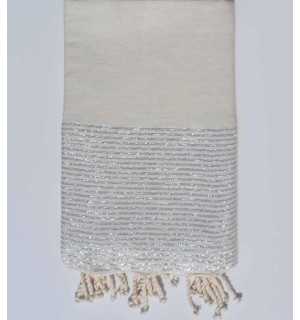 Beach towel lurex flat ecru mixed with with silver lurex thread 