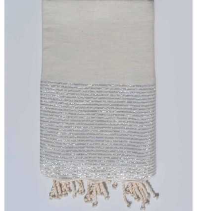 Beach towel lurex flat ecru mixed with with silver lurex thread