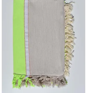 Thrown greige and neon green with golden lurex thread 