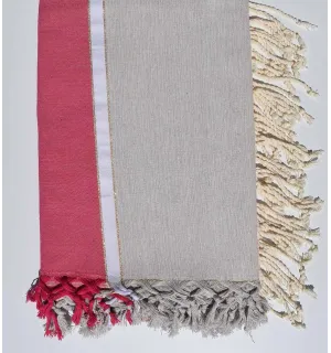 Thrown greige and pink with golden lurex thread 