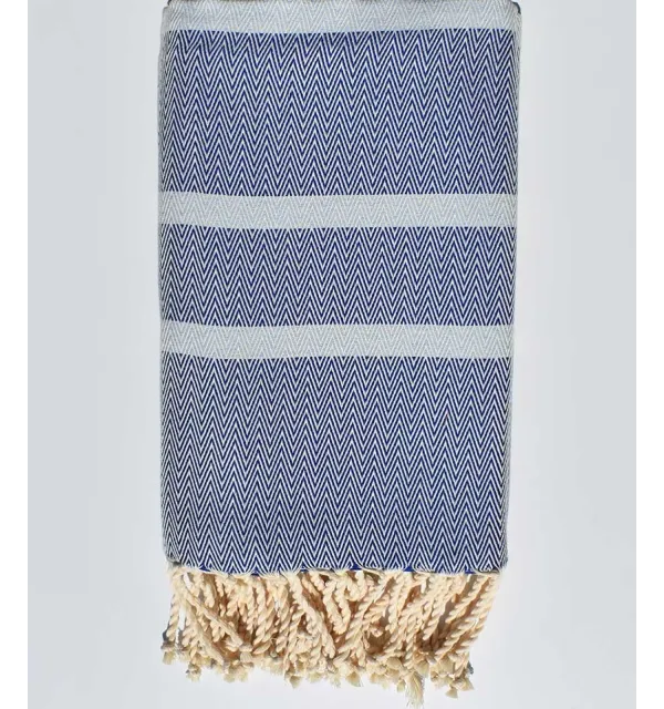 Beach towel chevron Royal blue and mayan blue 