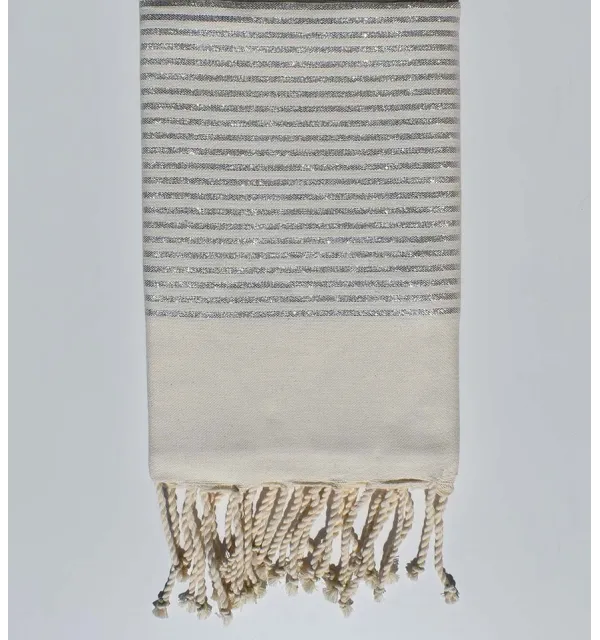 Flat ecru clear Lurex Fouta 