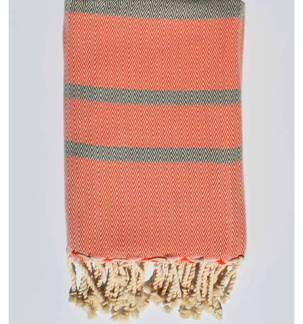 Beach towel chevron orange and taupe 