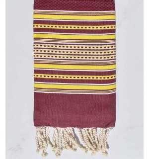 Beach towel arabesque purple with yellow stripes 