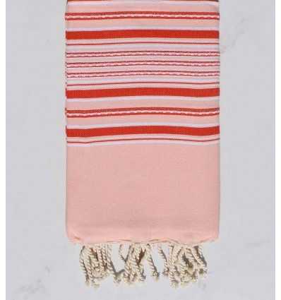 Beach towel arabesque pink baby with red stripes