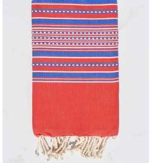 Beach towel arabesque red striped blue 