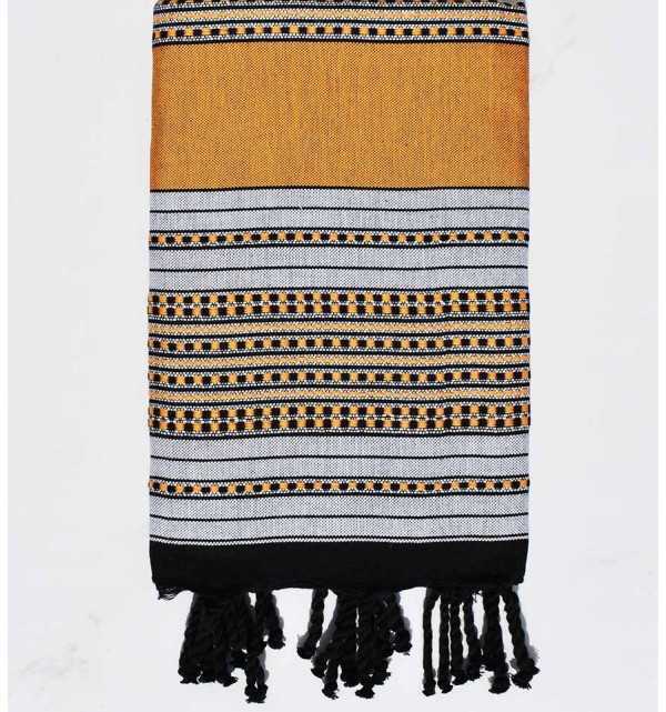 Beach towel arabesque mustard yellow 