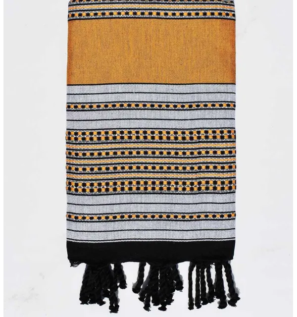 Beach towel arabesque mustard yellow 