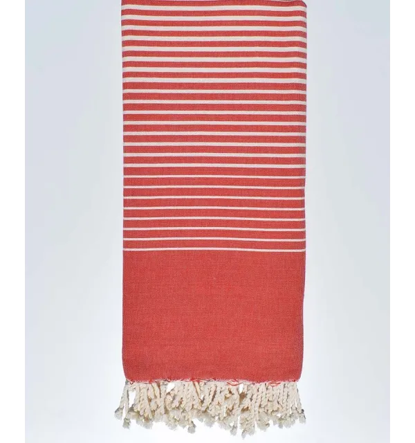 Thrown red striped ecru 