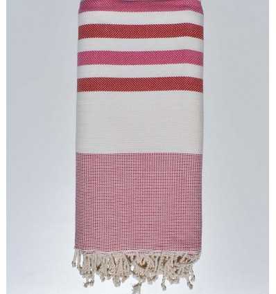 Bed Throw white, pink and red