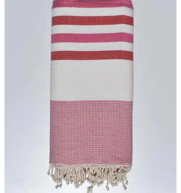 Bed Throw white, pink and red 
