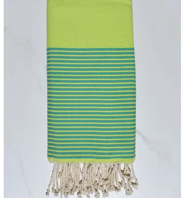 Beach towel Honeycomb anise wide striped mint green 