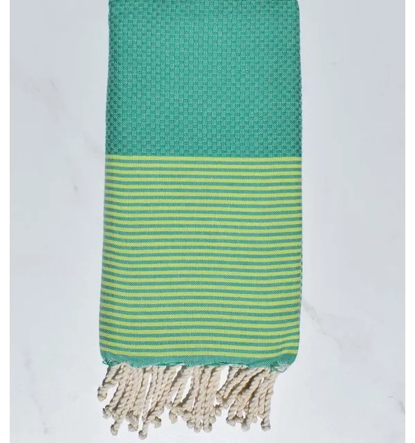Beach towel Honeycomb mint green chartreuse striped green 