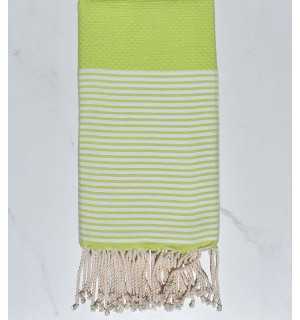 FOUTA NID D'ABEILLE Vert malachite rayée blanc 