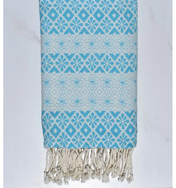 Beach towel flowery sky blue 