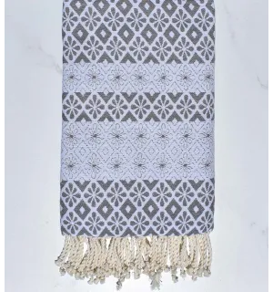 Beach towel flowery Grey  - 1 2