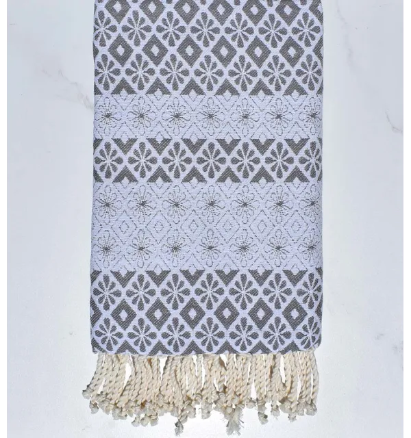Beach towel flowery Grey 