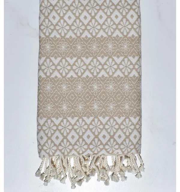 Beach towel flowery beige 