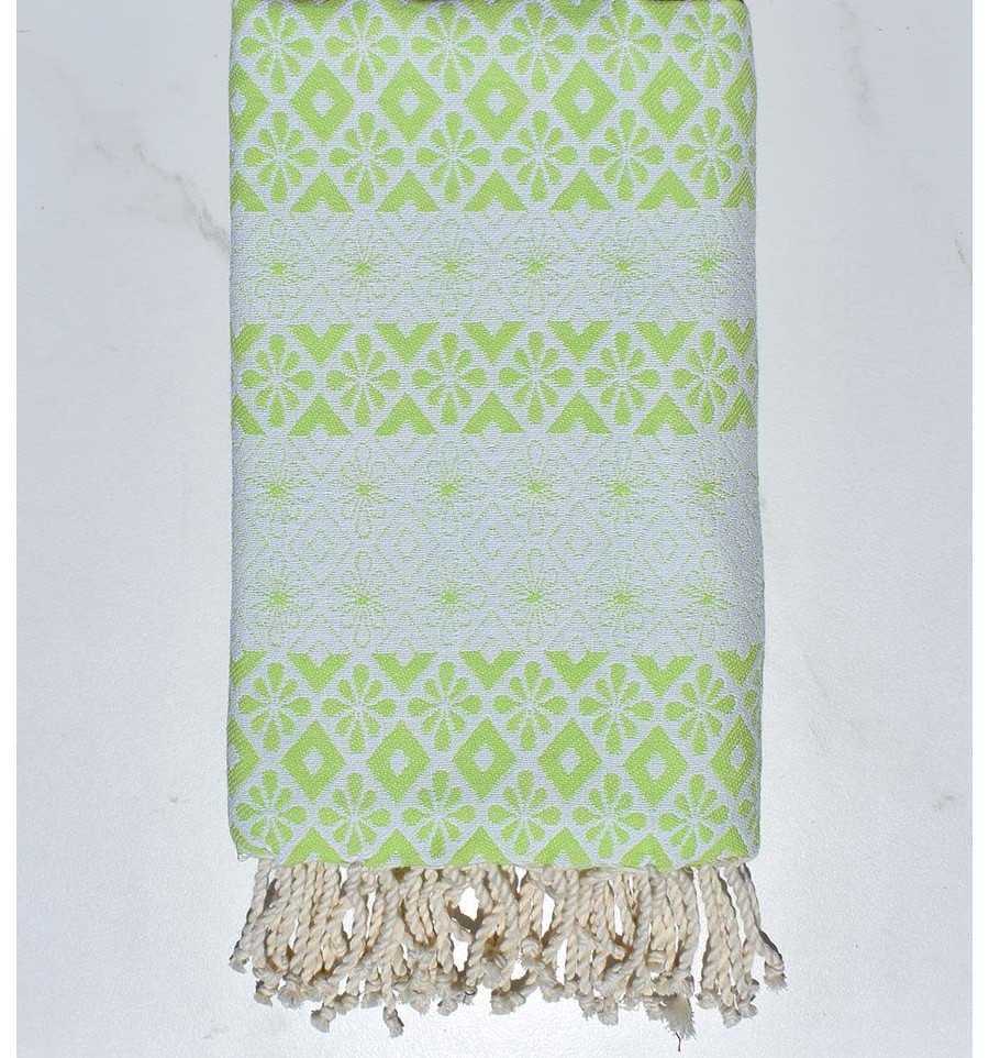 Beach towel flowery light green